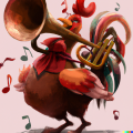 DALLE 2022 12 20 11.38.27 rooster with trumpet digital art