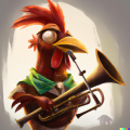 DALLE 2022 12 20 11.38.42 rooster with trumpet digital art