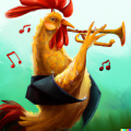 DALLE 2022 12 20 11.39.21 rooster with clarinet digital art