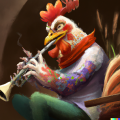 DALLE 2022 12 20 11.39.41 rooster playing flute digital art