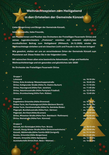 Orchester Dirlos Weihnachtsspielen