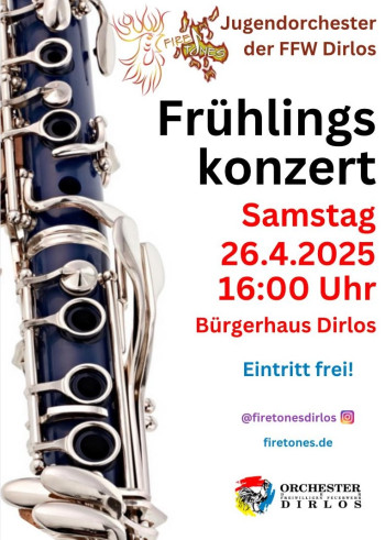 Plakat Fruehlingskonzert 2025 Firetones Dirlos